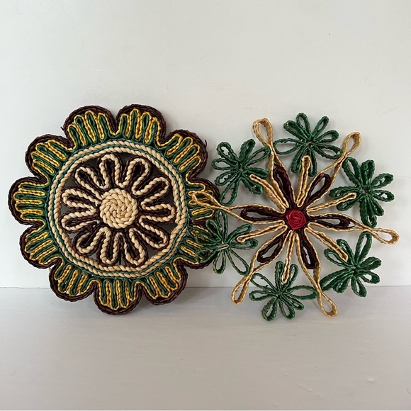 Vintage Rattan Trivet Set of 2 - Picture 4 of 8